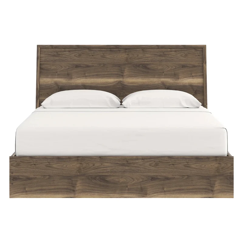 Lit complet en bois/MDF brun noyer Simple / Double / Grand / Très grand - Chirason