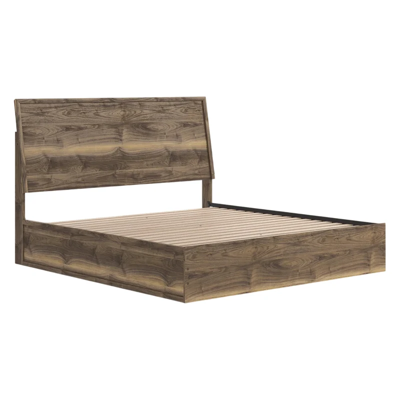 Lit complet en bois/MDF brun noyer Simple / Double / Grand / Très grand - Chirason