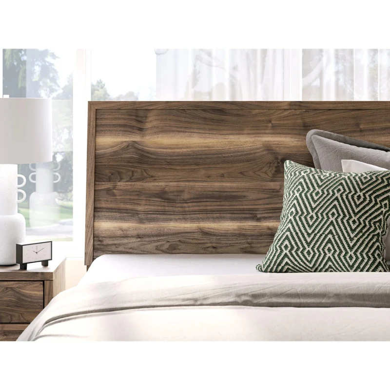 Lit complet en bois/MDF brun noyer Simple / Double / Grand / Très grand - Chirason