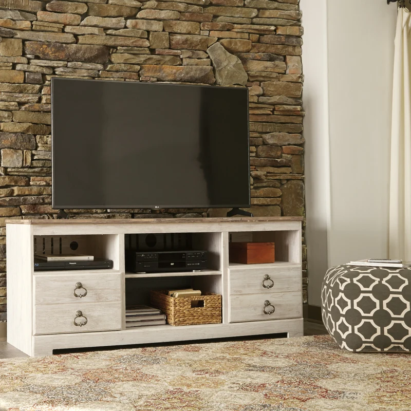 Meuble de télévision en bois/MDF bicolore avec 2 tiroirs - Willowton