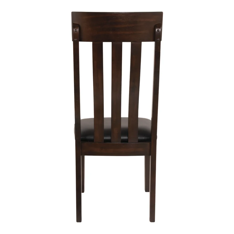 Ensemble de 2 chaises de salle à manger en bois avec assise rembourrée aspect cuir brun foncé - Haddigan