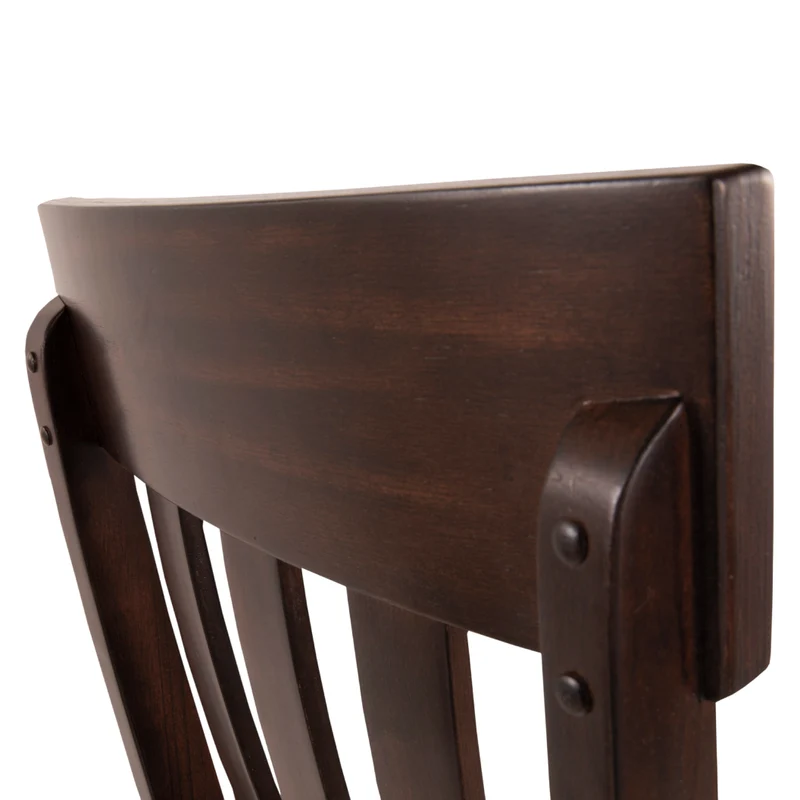 Ensemble de 2 chaises de salle à manger en bois avec assise rembourrée aspect cuir brun foncé - Haddigan