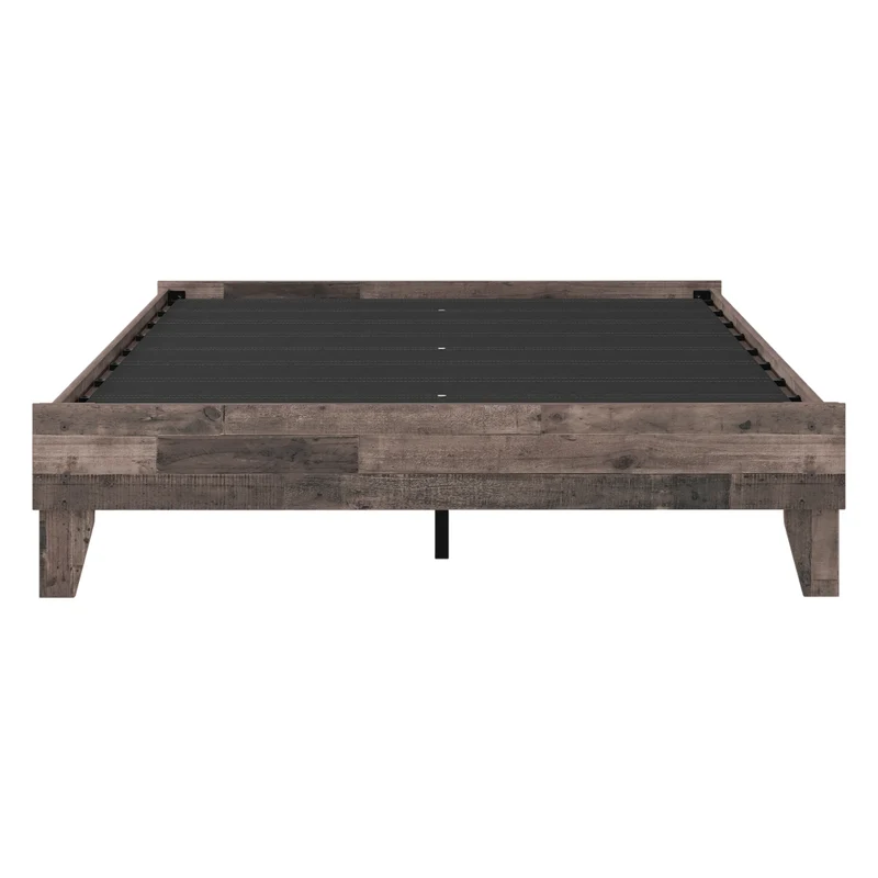 Base de lit plateforme en bois/MDF multi gris à profil bas Grand lit - Neilsville