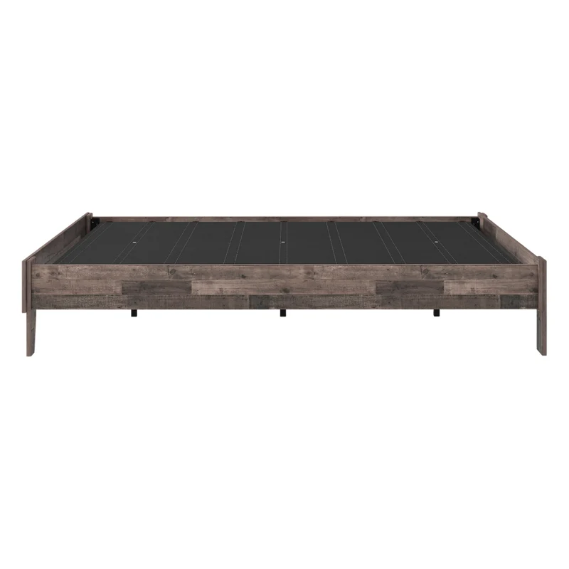 Base de lit plateforme en bois/MDF multi gris à profil bas Grand lit - Neilsville