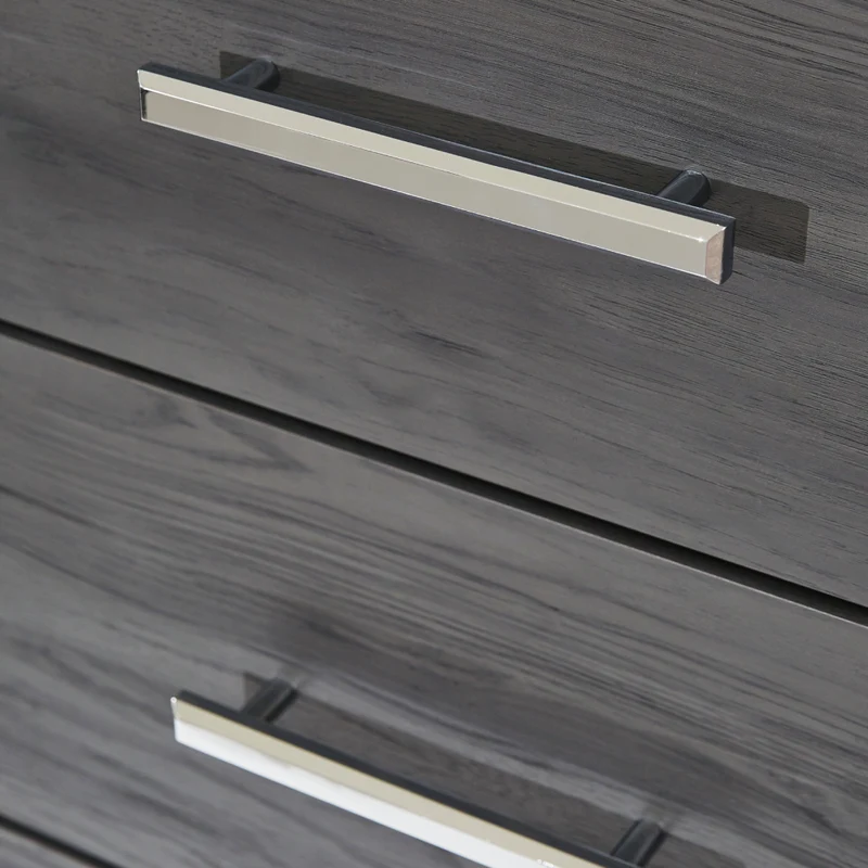Table de chevet à 2 tiroirs en bois/MDF gris - Lodanna