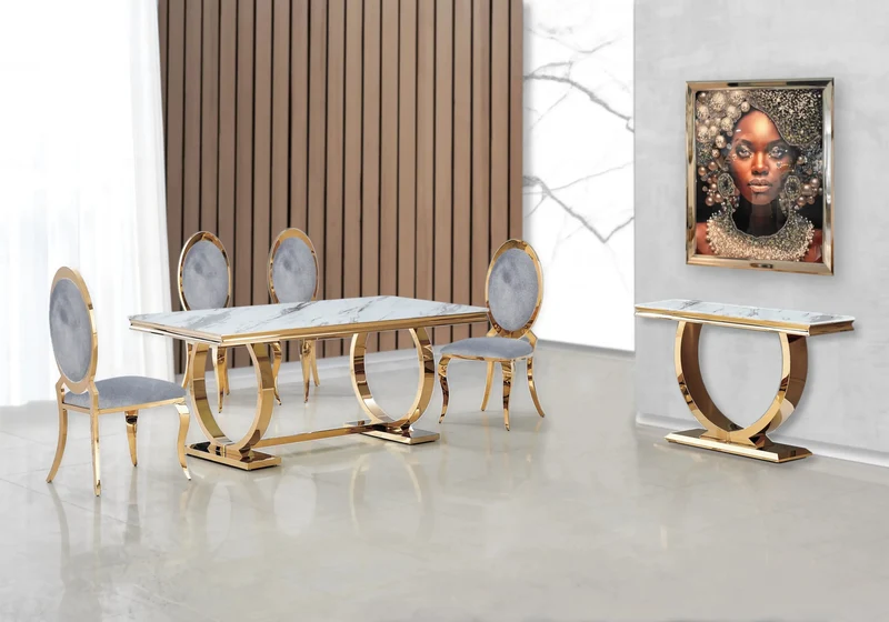 Table basse marbre blanc doré - Bobo