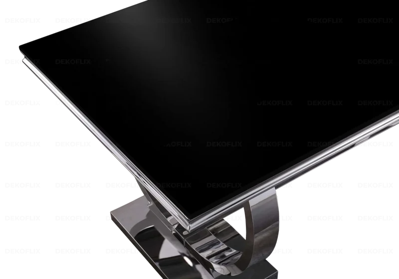Table à manger verre noir argent - Bobo