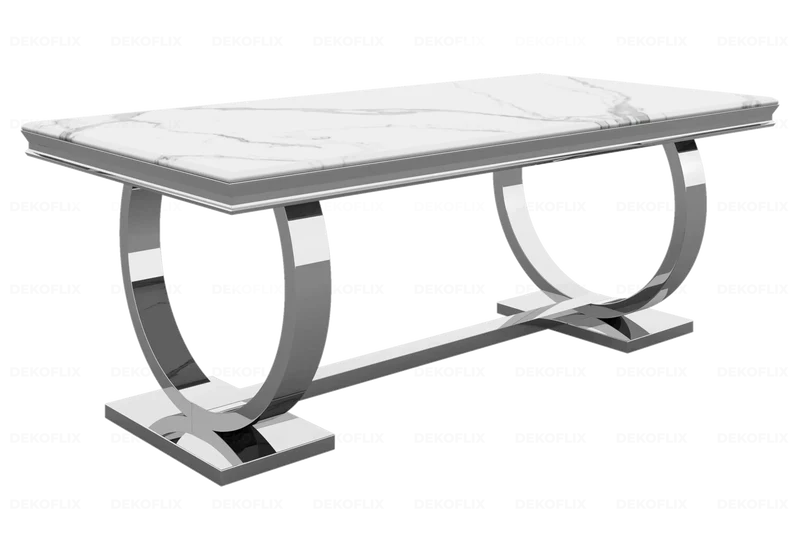 Table à manger marbre blanc argent - Bobo