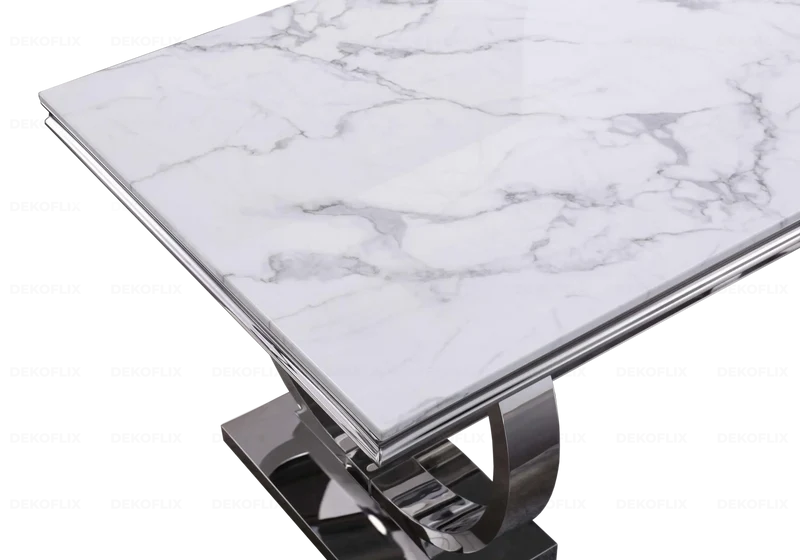Table à manger marbre blanc argent - Bobo