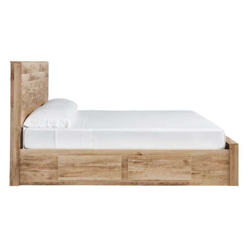 Lit complet en bois/MDF brun clair avec 4 tiroirs Grand / Très grand - Hyanna