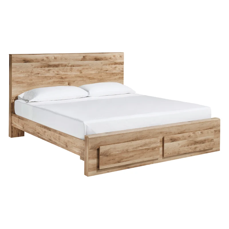 Lit complet en bois/MDF brun clair avec 2 tiroirs Grand / Très grand - Hyanna