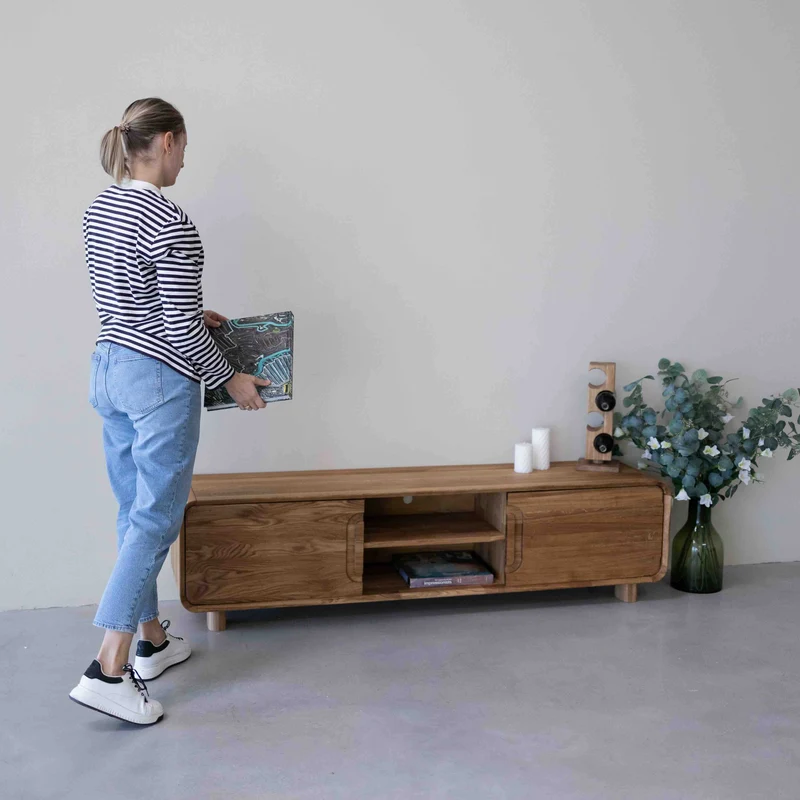 Meuble TV en bois massif de chêne Déo - VESKOR
