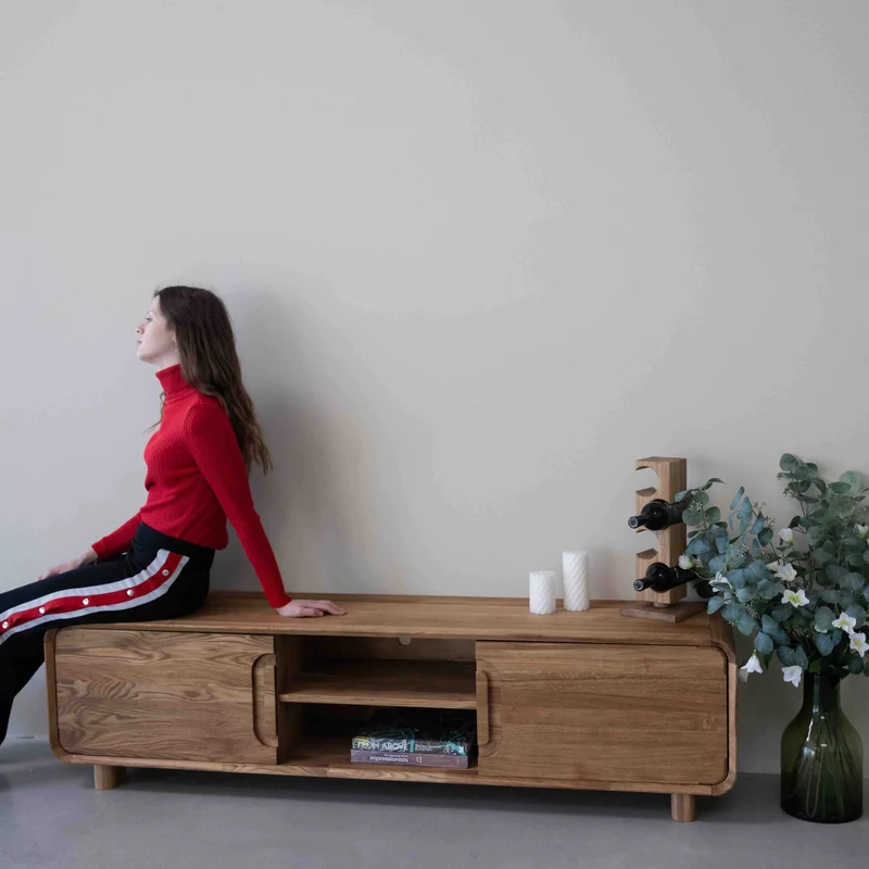 Meuble TV en bois massif de chêne Déo - VESKOR