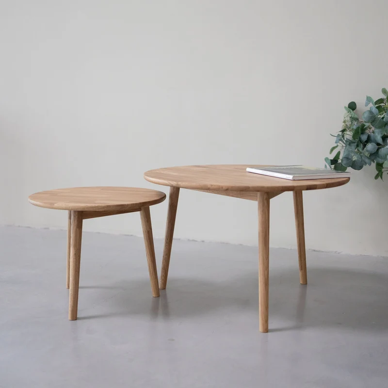 Table basse gigogne en bois massif de chêne Malmo - NordicStory