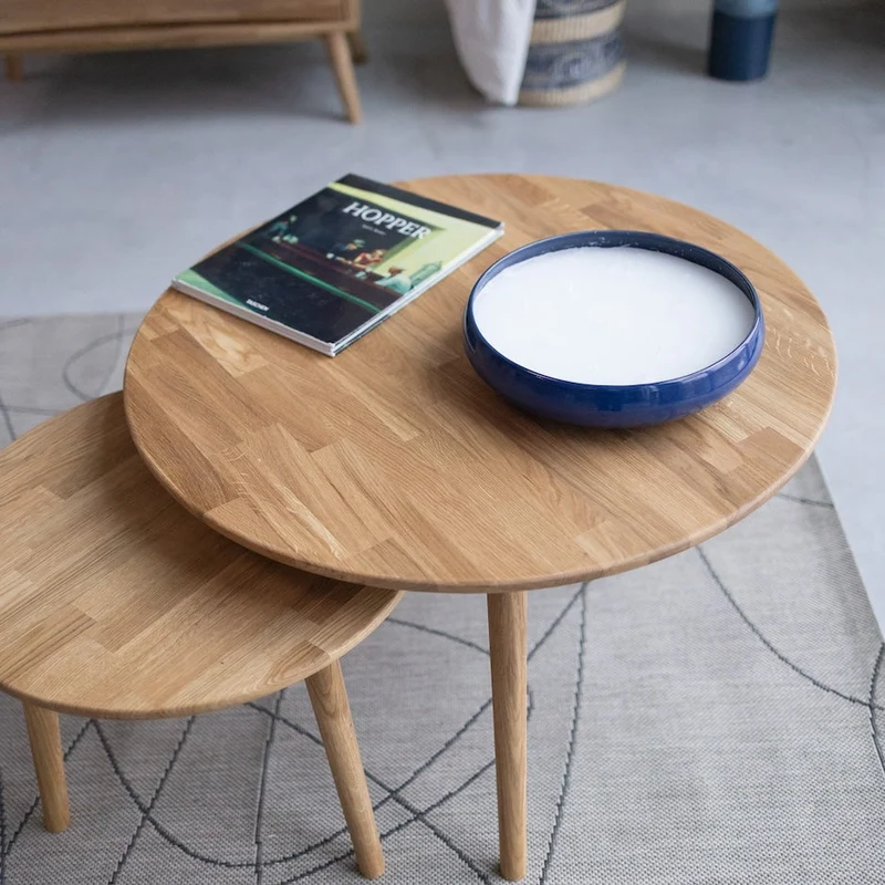 Table basse gigogne en bois massif de chêne Malmo - NordicStory