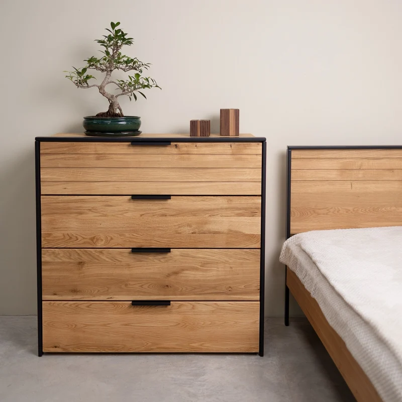 Commode en bois massif de chêne Runa – NordicStory
