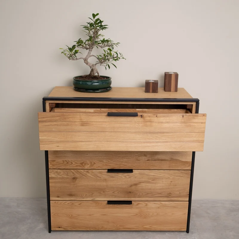 Commode en bois massif de chêne Runa – NordicStory