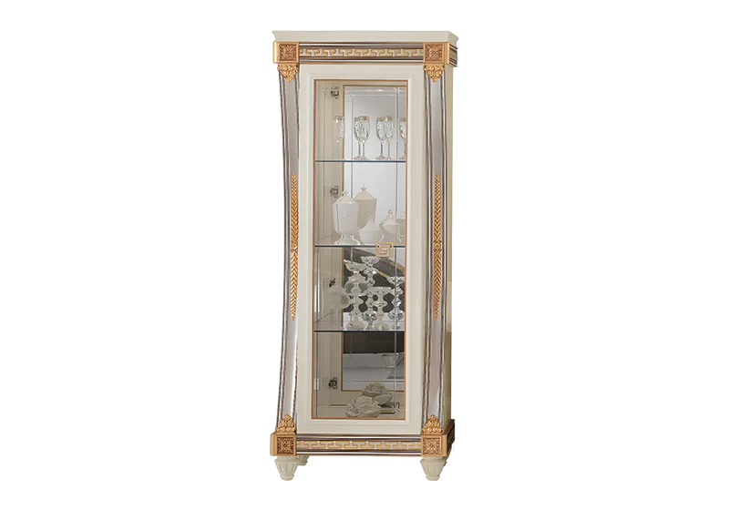 Vitrine d'exposition 1 portes en verre et blanc laqué - Liberty