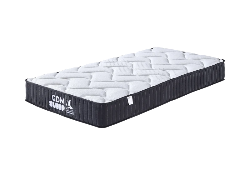 Ensemble lit coffre gris et matelas ressorts 90x190 - Tokyo
