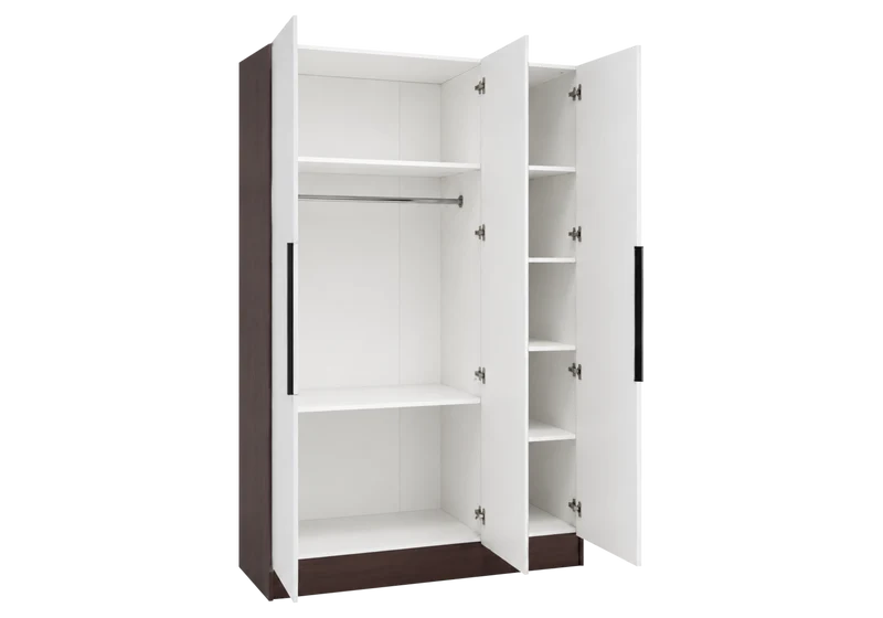 Armoire de rangement 3 portes beige et noyer - Axel