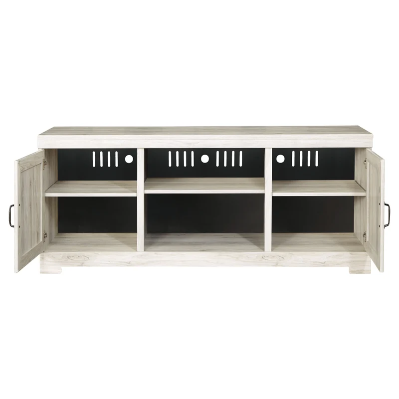 Meuble de télévision en bois/MDF blanc antique avec 2 portes - Bellaby