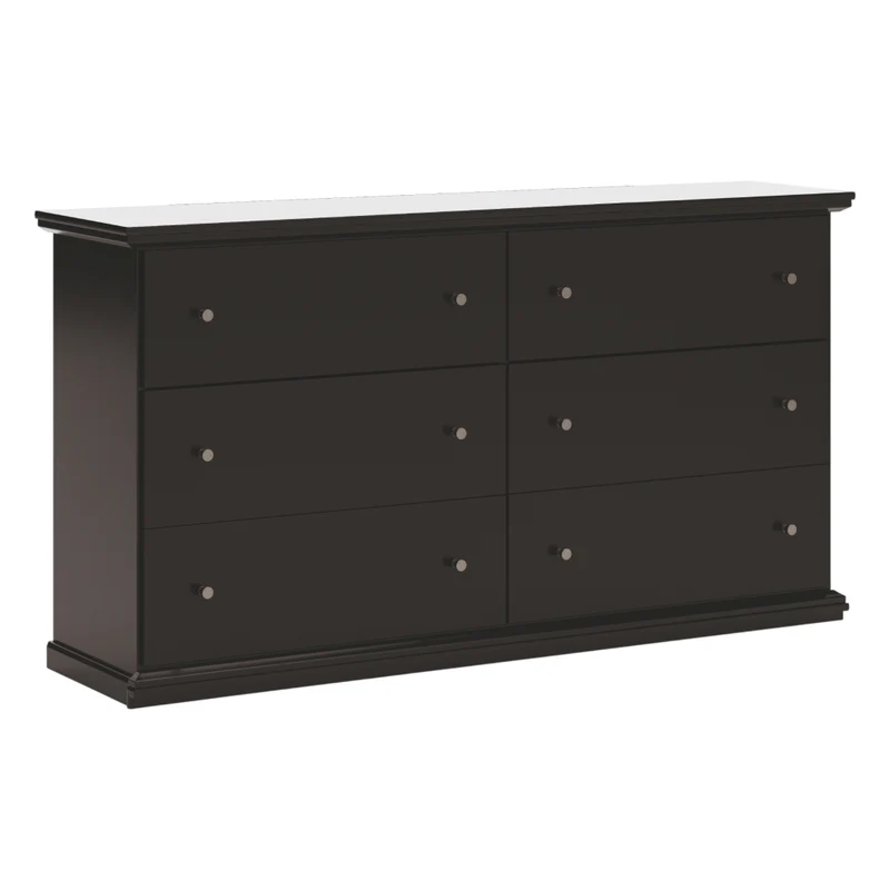 Bureau à 6 tiroirs en bois/MDF noir - Maribel