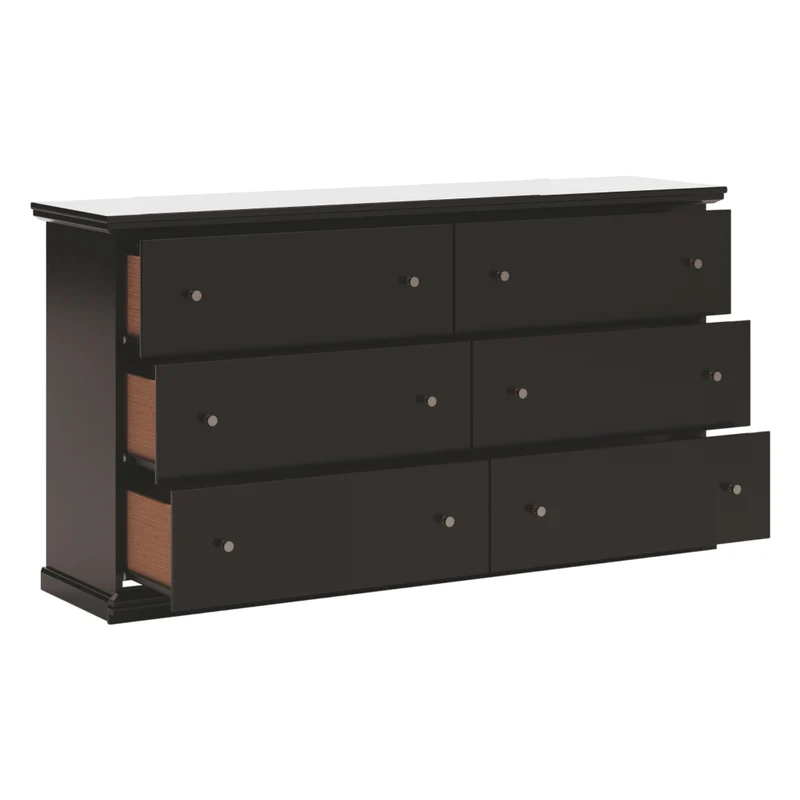 Bureau à 6 tiroirs en bois/MDF noir - Maribel