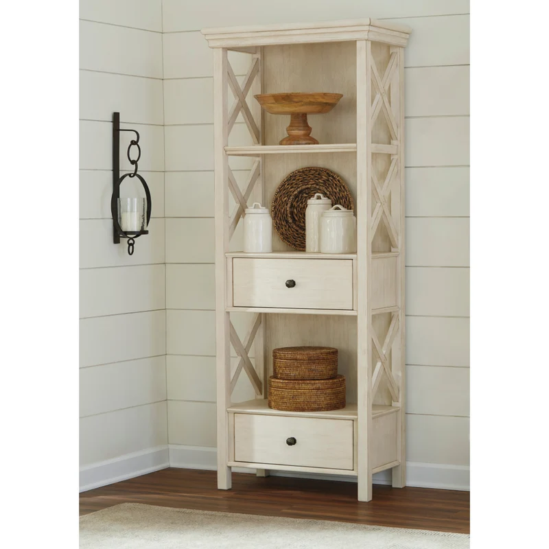 Bibliothèque en bois/placage blanc antique avec 2 tiroirs - Bolanburg