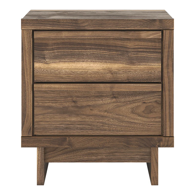Table de chevet à 2 tiroirs en bois/MDF brun noyer - Chirason