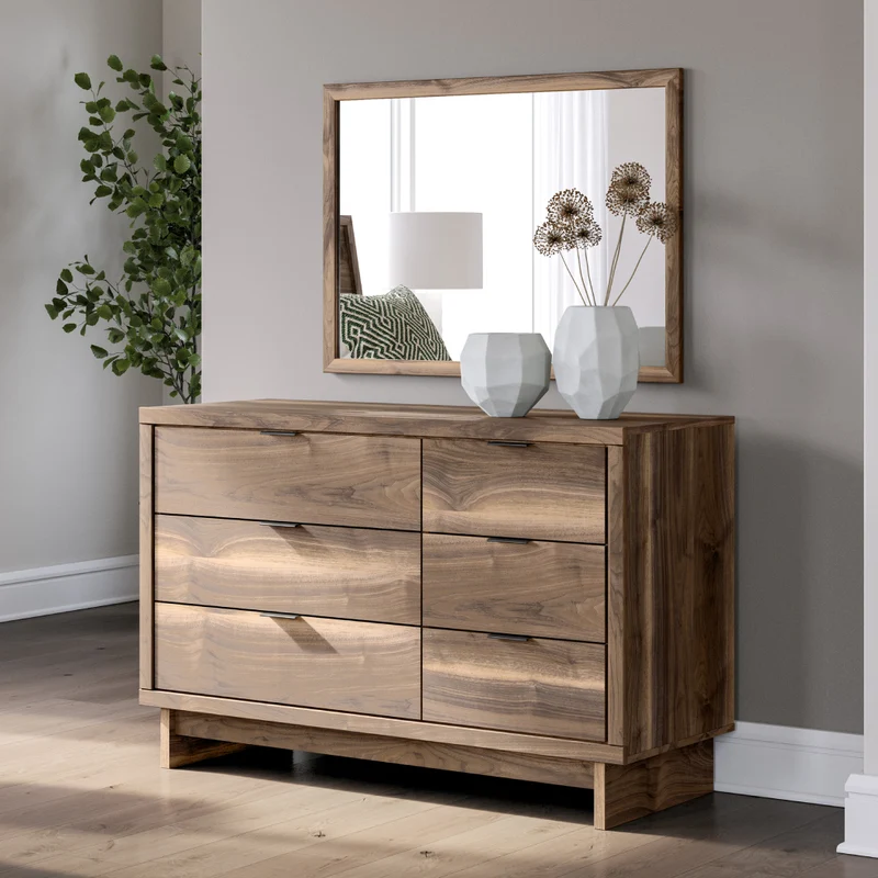 Miroir de bureau en bois/MDF brun noyer - Chirason