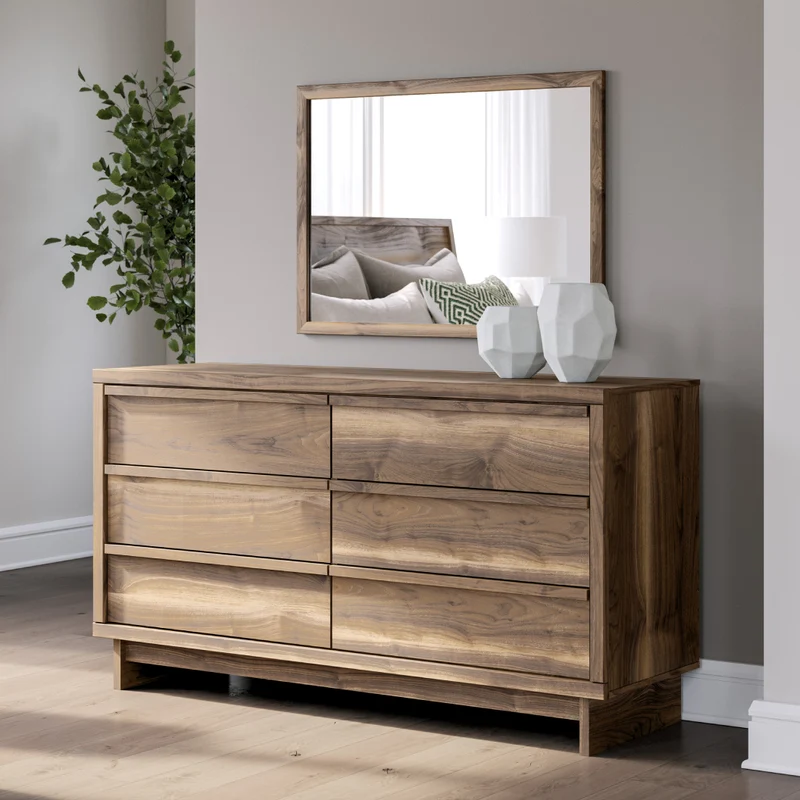 Miroir de bureau en bois/MDF brun noyer - Chirason