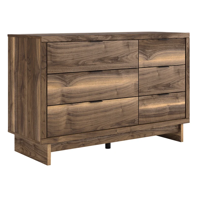 Bureau à 6 tiroirs en bois/MDF brun noyer - Chirason