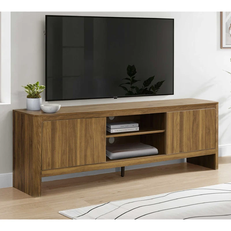 Meuble de télévision en bois/MDF noyer foncé avec 2 portes - I 2833