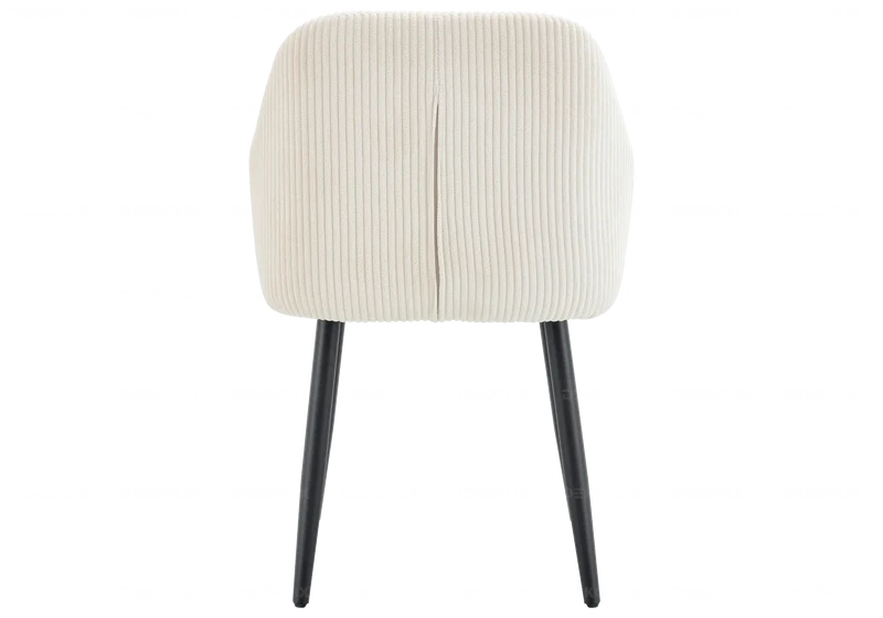 Fauteuil de table enveloppant velours côtelé beige - Dena x2