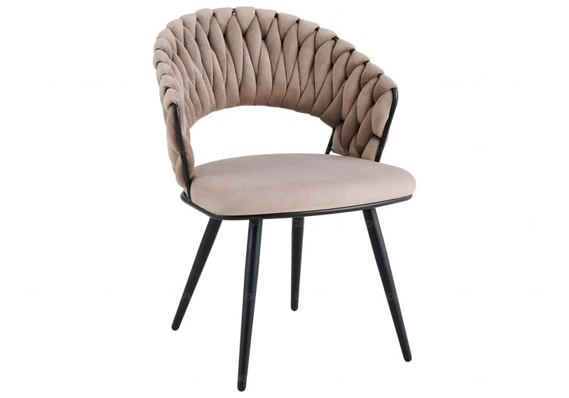 Chaise de table velours taupe pieds noirs - Petra x2