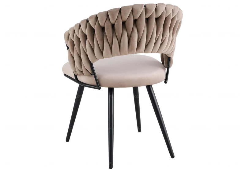 Chaise de table velours taupe pieds noirs - Petra x2