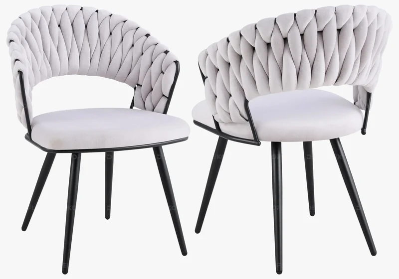 Chaise de table velours taupe pieds noirs - Petra x2