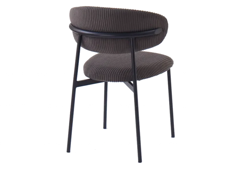 Chaise de table velours côtelé gris pieds noir - Asna x4