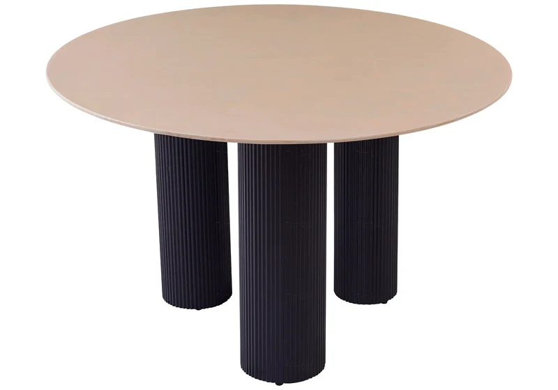 Table à manger pied noir céramique marbre blanc - Elio