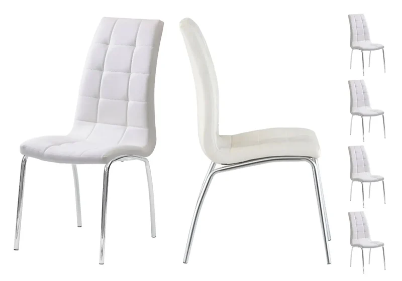 Table ronde noire 6 chaises blanches - Design