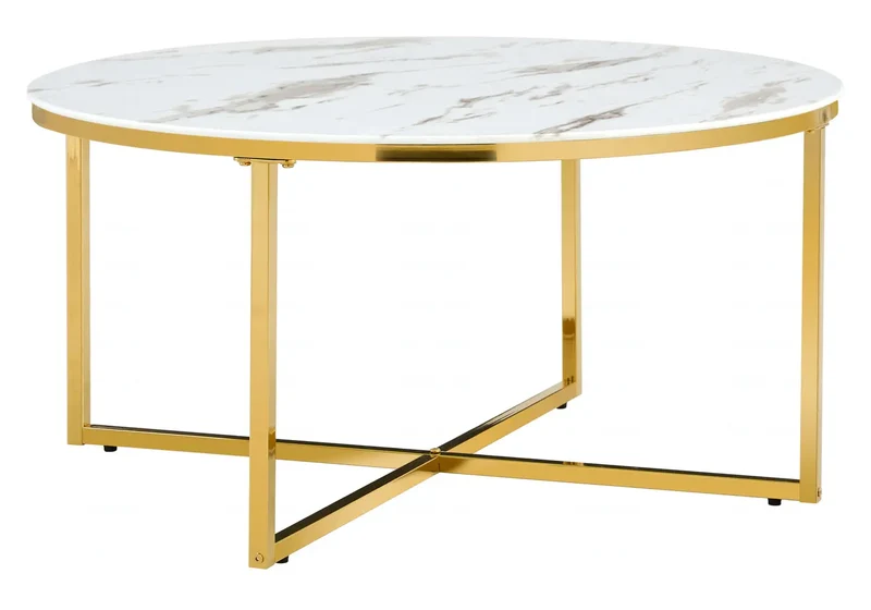 Table basse ronde dorée marbre noir - Gala