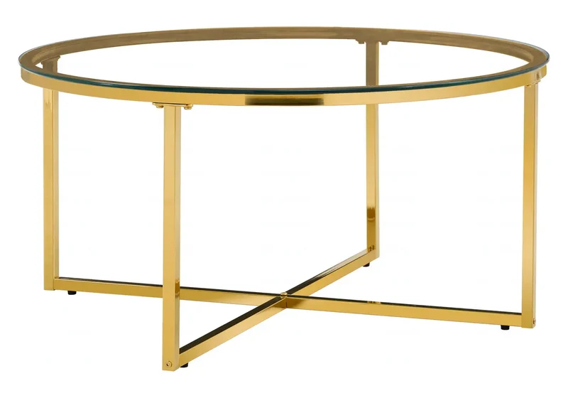 Table basse ronde dorée marbre noir - Gala