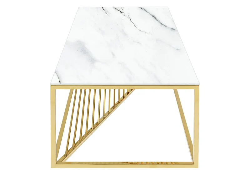 Table basse dorée marbre blanc - Luc