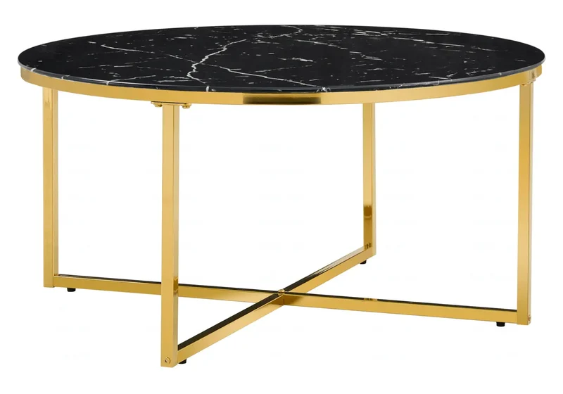 Table basse ronde dorée en verre - Gala