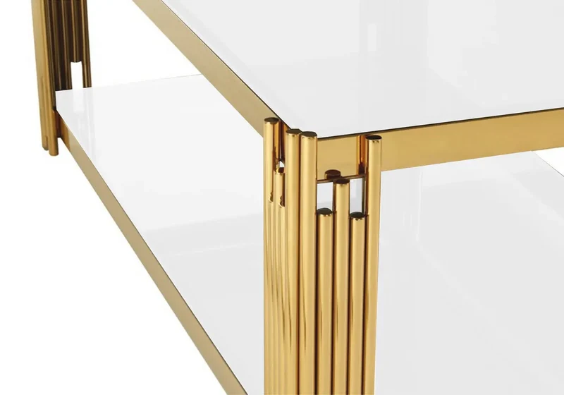 Table basse design doré blanc - Eve