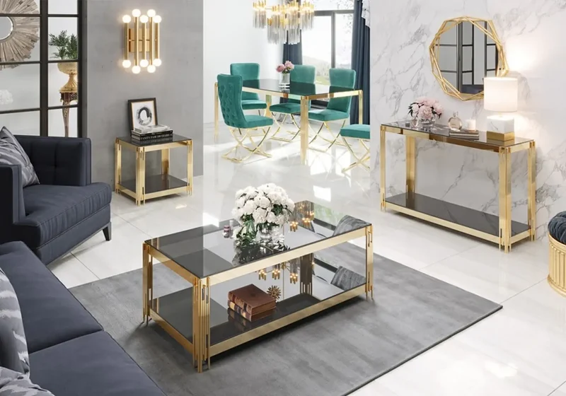 Table basse design doré noir - Eve