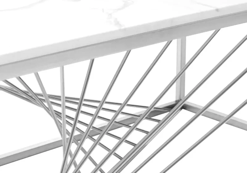 Table basse argentée marbre blanc - Luc