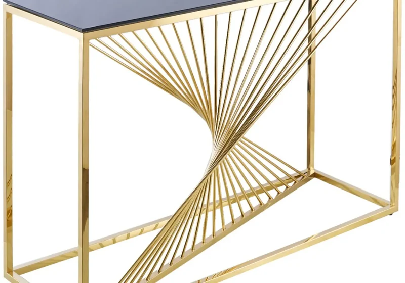 Console design doré verre noir - Luc