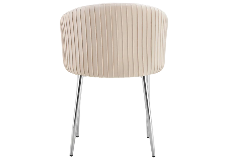 Chaise salle manger velours beige pieds chromé - Sora x2