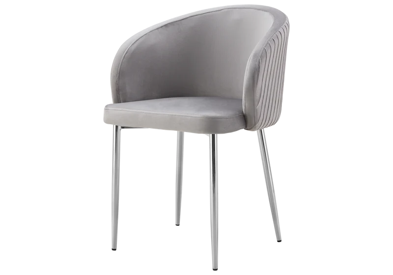 Chaise salle manger velours gris pieds chromé - Sora x2